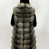 Gaia • Gilet lungo di volpe e pelle nappa • Frost