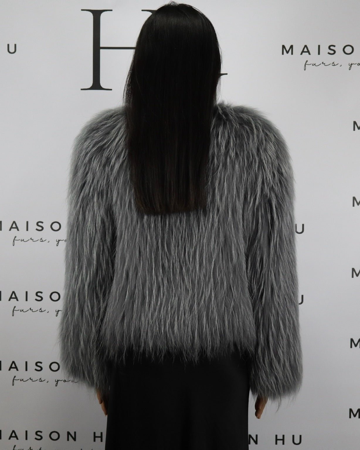 Lauren • Giacca corta di volpe shadow - Maison Hu
