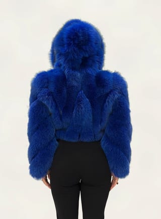 Angel, giacca in pelliccia di volpe Maison Hu colore blu — immagine 4