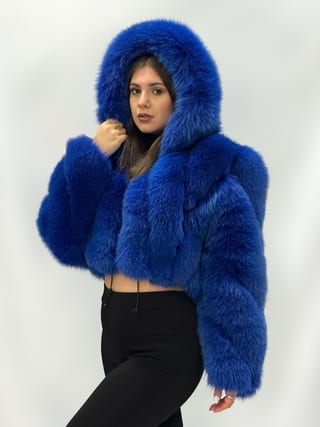 Angel, giacca in pelliccia di volpe Maison Hu colore blu — immagine 7