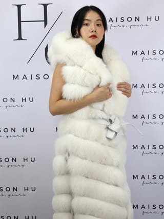Grace, smanicato in pelliccia di volpe Maison Hu colore bianco — immagine 9