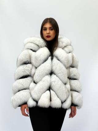 Honey, giacca in pelliccia di volpe Maison Hu colore bianco — immagine 9