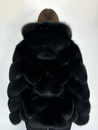 Honey, giacca in pelliccia di volpe Maison Hu colore nero — immagine 22