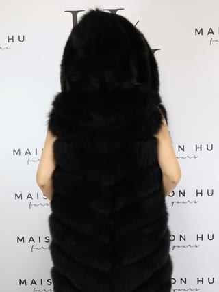 Kate con cerniera, smanicato in pelliccia di volpe Maison Hu colore nero — immagine 9