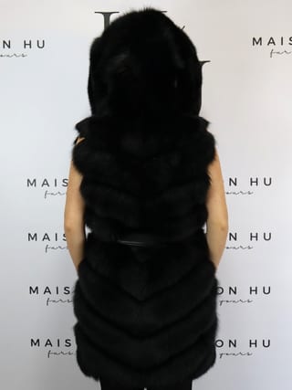 Kate con ganci, smanicato in pelliccia di volpe Maison Hu colore nero — immagine 8