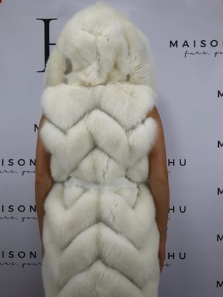 Lily con cerniera, smanicato in pelliccia di volpe Maison Hu colore bianco — immagine 11