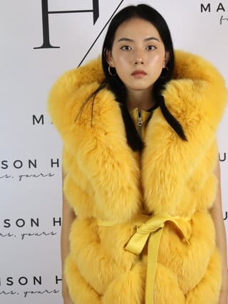 Lily con cerniera, smanicato in pelliccia di volpe Maison Hu colore giallo — immagine 23