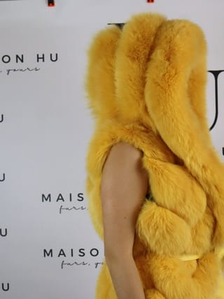 Lily con cerniera, smanicato in pelliccia di volpe Maison Hu colore giallo — immagine 5