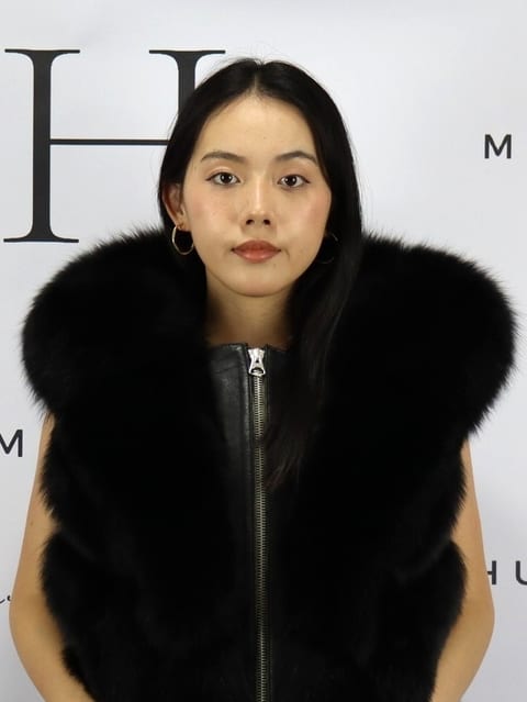Lily con cerniera, smanicato in pelliccia di volpe Maison Hu colore nero — immagine 24