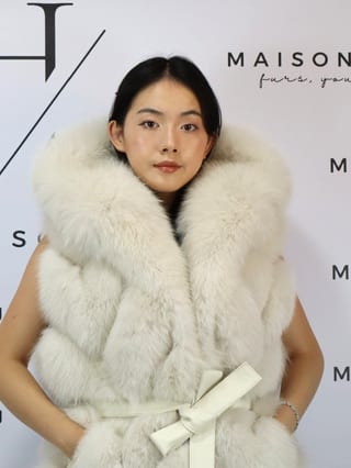 Lily con ganci, smanicato in pelliccia di volpe Maison Hu colore champagne — immagine 24