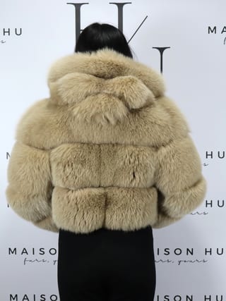 Lucy, giacca in pelliccia di volpe Maison Hu colore beige — immagine 20