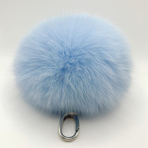 Pom-Pom, accessorio in pelliccia di volpe Maison Hu colore celeste — immagine 13