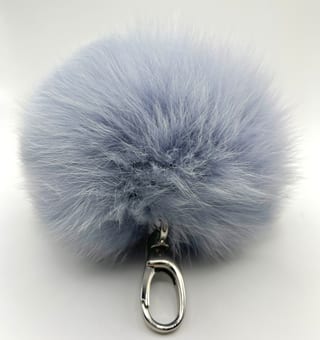 Pom-Pom, accessorio in pelliccia di volpe Maison Hu colore celeste — immagine 4