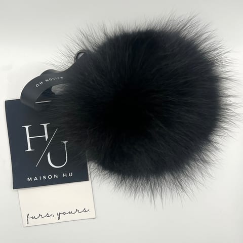 Pom-Pom, accessorio in pelliccia di volpe Maison Hu colore nero — immagine 11