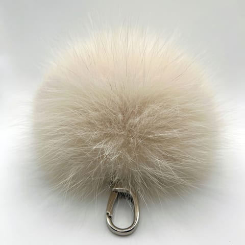 Pom-Pom, accessorio in pelliccia di volpe Maison Hu colore panna — immagine 5